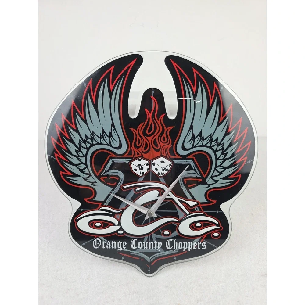 Orange County Choppers Collectors Wall Clock Battery Operated Glass 12